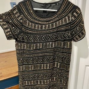Gold Sequined Black Dress